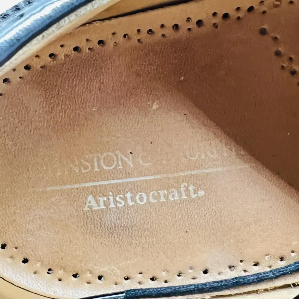Johnston & Murphy Shoes Mens 11.5 Black Leather Aristocraft Wingtip Oxford Dress